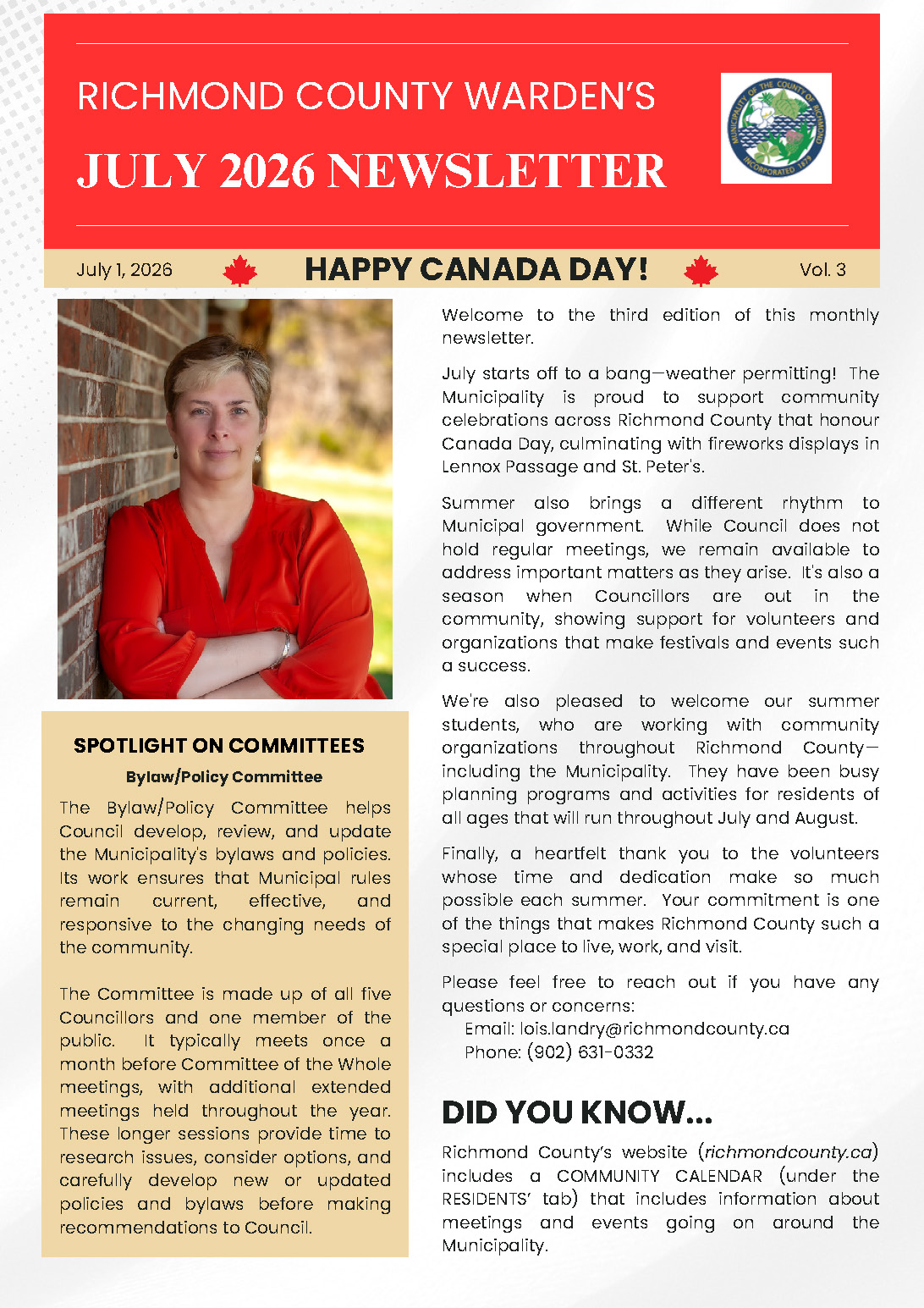 Warden's Newsletter July 2026