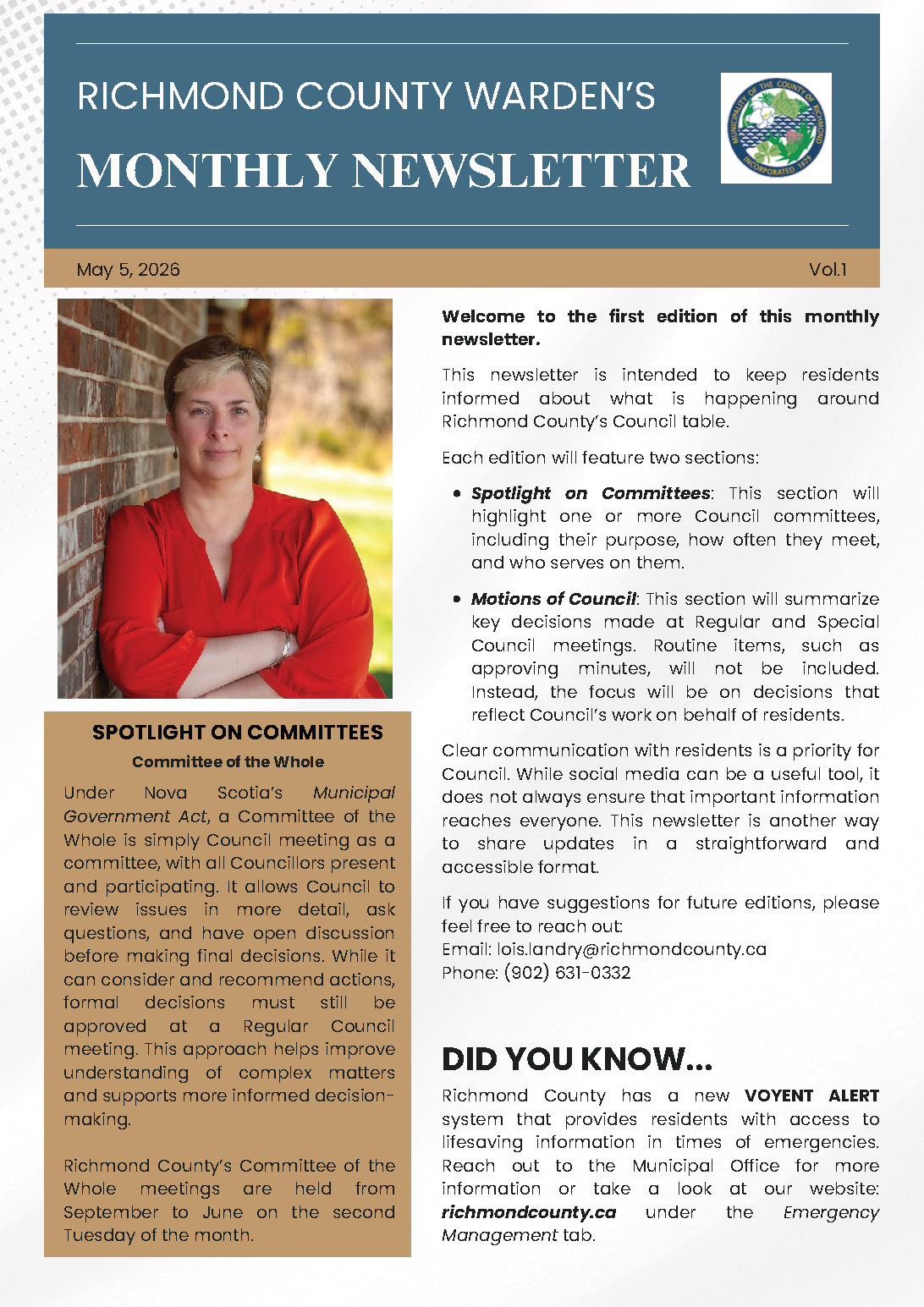 Warden's Newsletter May 2026