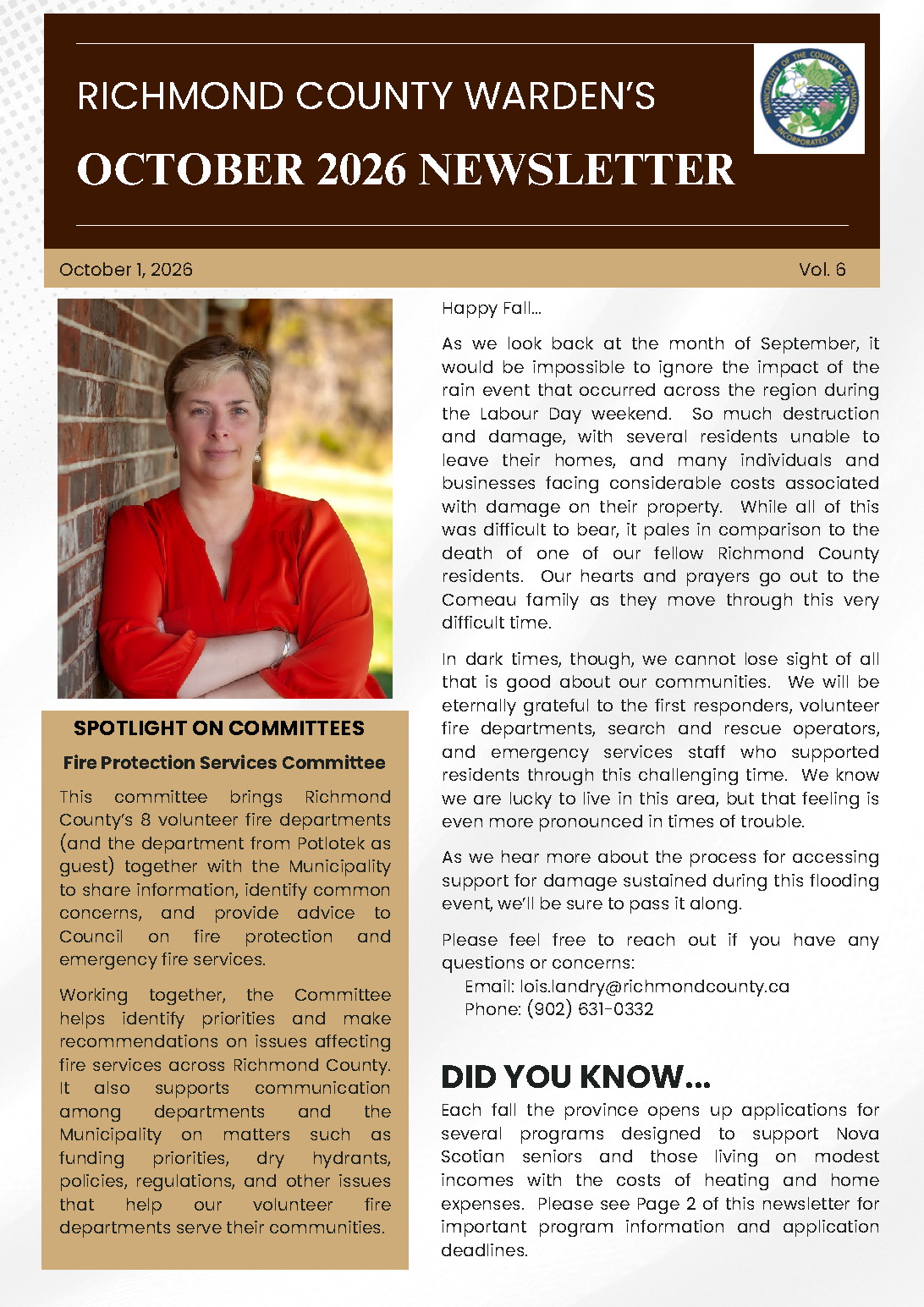 Warden's Newsletter October 2026